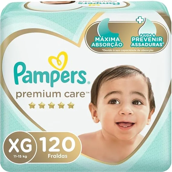 Fralda Pampers Premium Care Tamanho XG, 120 Unidades