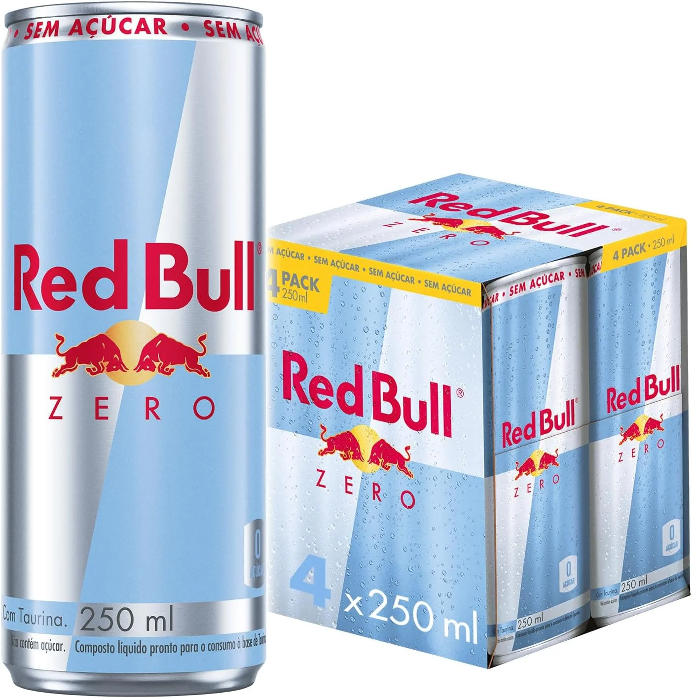Red Bull Energético, Zero, Sem Açúcar, 250ml, 4 latas
