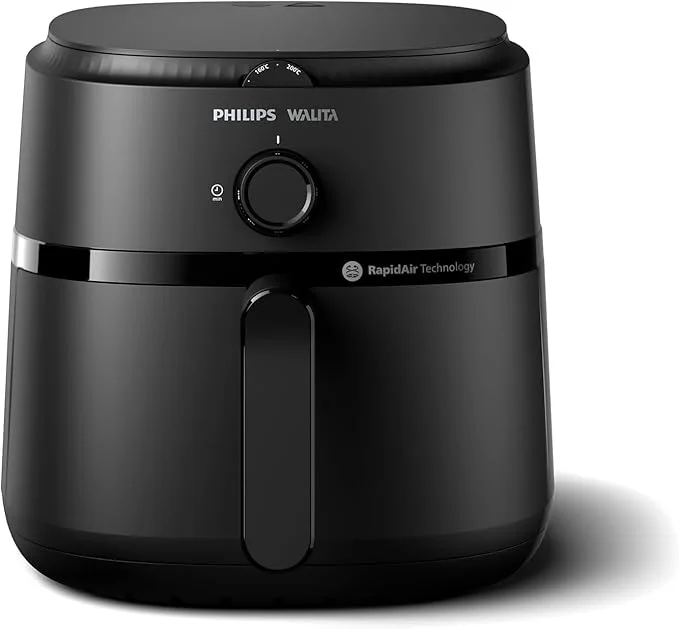 Philips Walita Fritadeira Airfryer Série 1000 XL - 6,2 litros, Tecnologia RapidAir, 12 Modos de Preparo, Até 90% Menos Óleo, 2 anos de garantia, Controle Analógico, Preta, 220v (NA130/09)