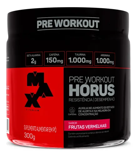 Pré Treino Hórus 300g Max Titanium Frutas Vermelhas Energia Sustentada