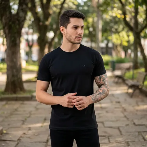 Camiseta Ogochi Básica Algodão Original Lisa Masculina