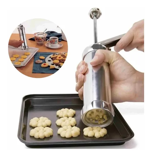 Máquina Modeladora De Biscoito Inox 20 Formas 4 Bicos Prata