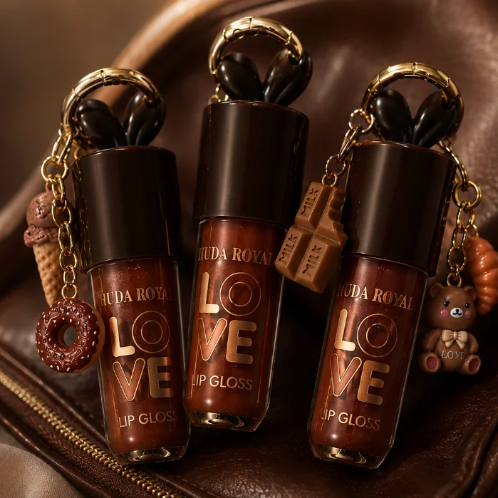 Lip Gloss Chocolate Com Chaveiro Choc Brilho Intenso Amarronzado Lábios Hidratados chaveiros sortidos