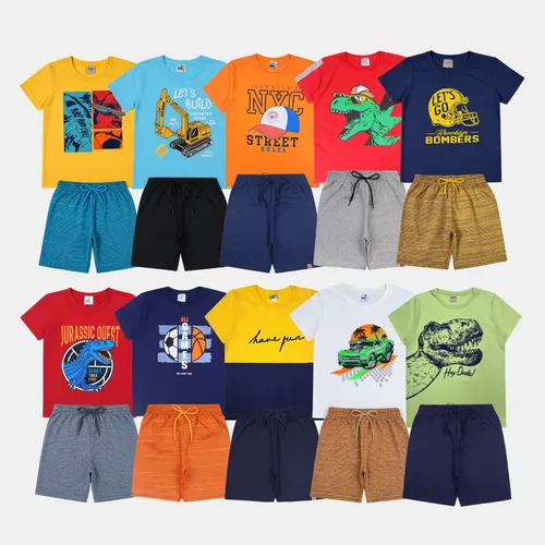 Kit Verão 10 Peça Menino Infantil 1 Ao 8 Atacado Masculino Sortido 8