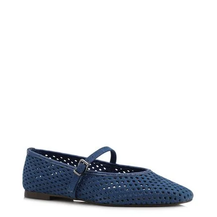 Sapatilha - Azul Couro Nobuck Floater Perfuro Fivela