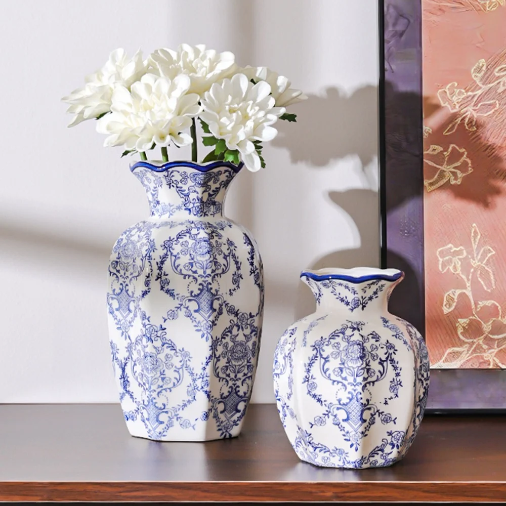 Vaso De Cerâmica Estampado Elegante , Ornamento Decorativo De Atmosfera De Mesa Para Sala De Estar Em Casa