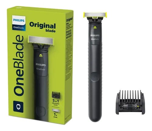 Barbeador E Aparador Elétrico Philips Oneblade Com Pente 5 Em 1, Sem Fio E À Prova D'água - Qp1425/10 Preto 5v