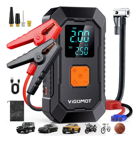 Auxiliar Partida Portátil Veicular Compressor Ar Emergência 12v