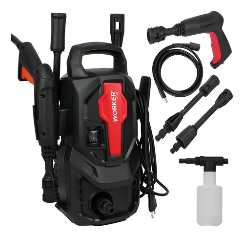 Lavadora De Alta Pressão Potente 1200w 1305lbs Kit Shampoo Lw1305 Worker Preto 127v