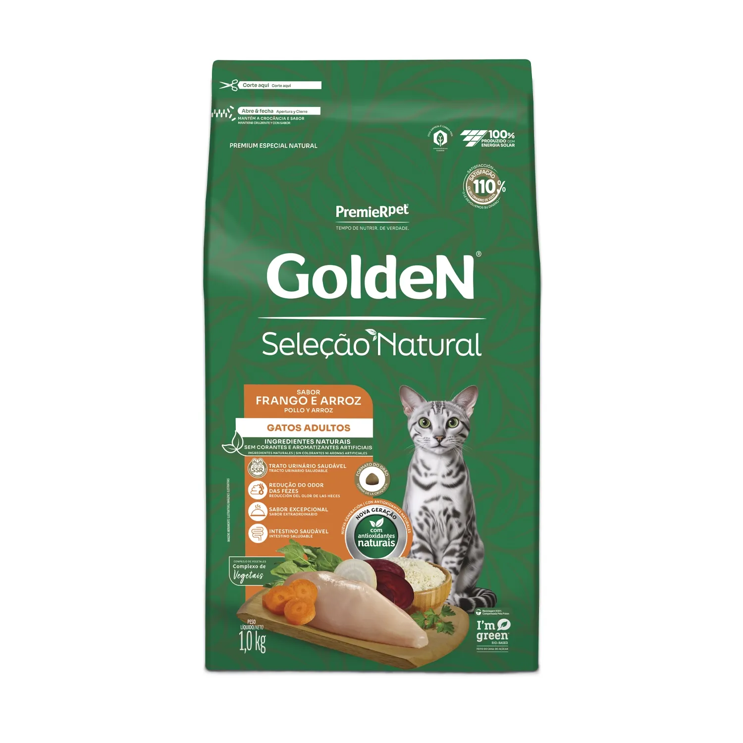Ração Golden Seleção Natural Gatos Adultos Frango e Arroz