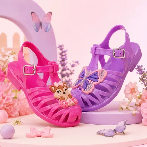 Kit 2 Pares Sandália Infantil Menina Confortável E Flexível Lilás 25-26