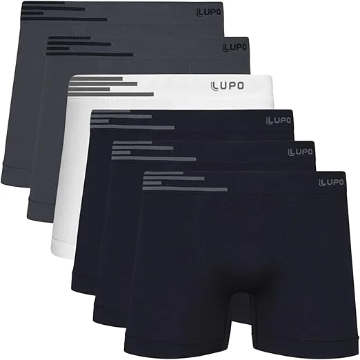 Kit 6 Cuecas Lupo Boxer Masculinas Microfibra de Poliamida Sem Costura Adulto