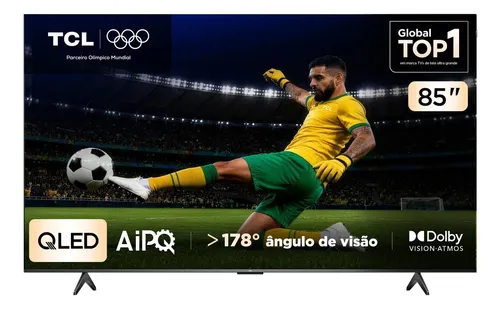Smart Tv Tcl 85 Polegadas Qled 4k P7k Wifi Bluetooth Google Tv Hdr10+ Dolby Atmos Dolby Vision 85p7k