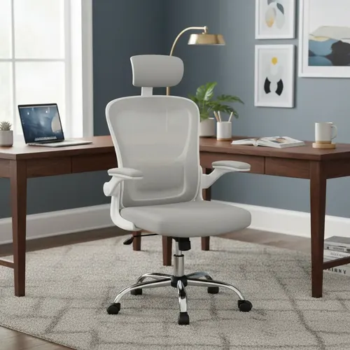 Cadeira De Escritório Ergonômica Giratória Boston G100 Com Estofado Mesh Luvinco Com Ajuste Lombar Cinza Malha