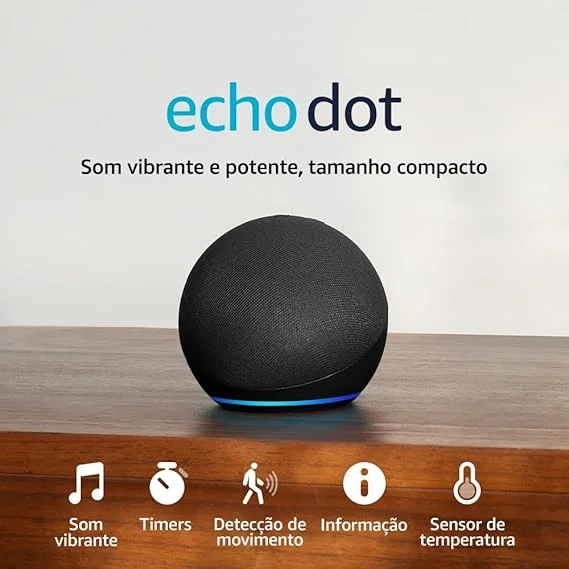 Echo Dot (Geração mais recente) | Smart speaker com Alexa, som vibrante e potente, Wi-Fi e Bluetooth | Cor Preta, com Acesso Antecipado à Alexa+