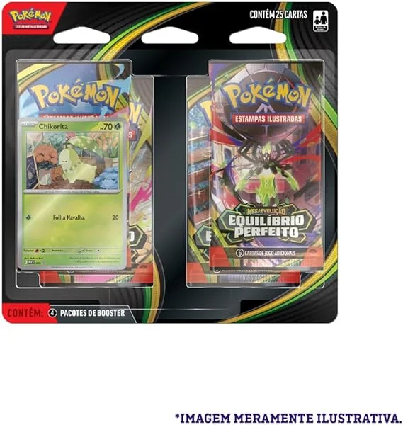 Pokémon TCG, Blister Quadrúplo Pokémon Chikorita ME03 Equilíbrio Perfeito