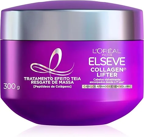 Elseve Collagen Lifter Máscara de Tratamento Condicionante Efeito Teia Para Resgate de Massa com Peptídeos de Colágeno Reconstrói a Fibra e Dá Volume por 72h 300g
