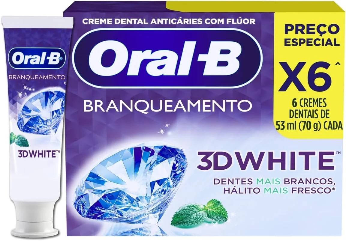 Oral-B Pasta de Dente 3D White Branqueadora, 6 Unidades 70 g