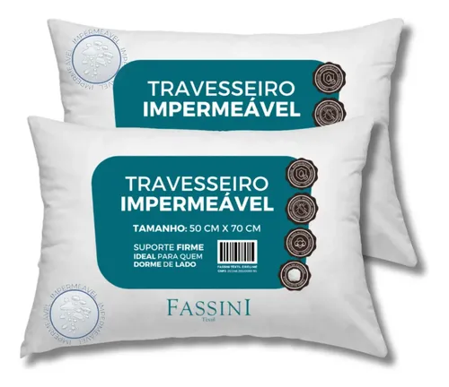 2 Travesseiros Antialérgico Impermeável 50x70 Lavável  Branco