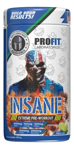 Pré Treino Insane Explosion Extreme Pré Workout 200g - Profit Sabor Limão Nova Fórmula Com Arginina Taurina Tirosina Coenzima Q10 Fostatidilserina Picolinato de Cromo Cafeína