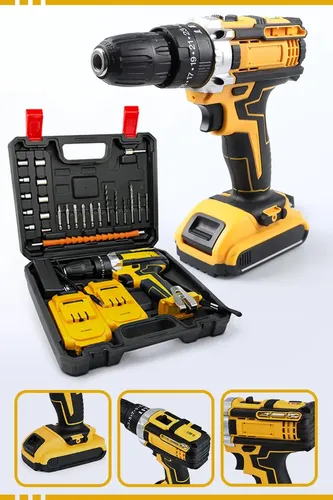 Furadeira Parafusadeira A Bateria Com 2 Baterias E Maleta De Acessórios Mackie Amarelo 127/220v