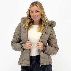 Jaqueta Dyordhana Nylon Puffer com Capuz Feminina