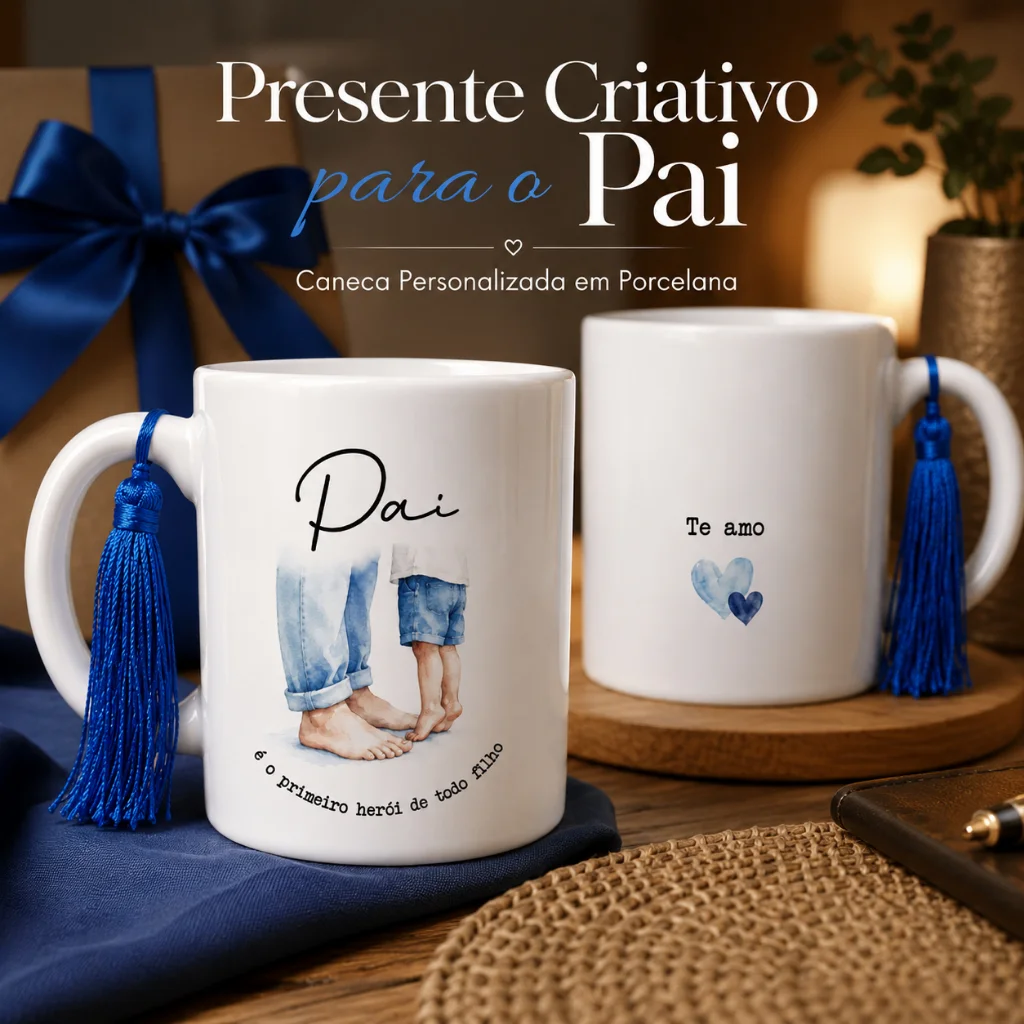 Caneca Dia dos Pais xícara Personalizada Presente Criativo para o Papai - Porcelana Pai e Filho