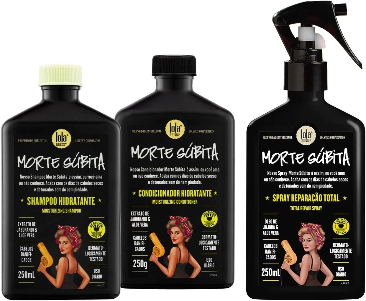 Kit Morte Súbita (Shampoo + Condicionador + Spray Reparaçao) - Lola From Rio