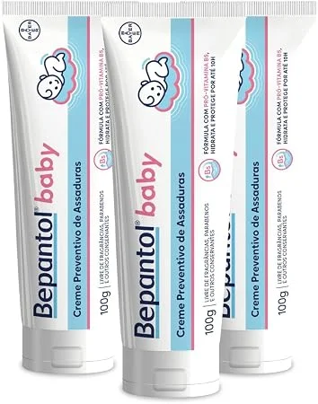 Kit 3 Cremes Pomadas de Assaduras Vit B5 com 100g cada, Total 300g - Bepantol Baby