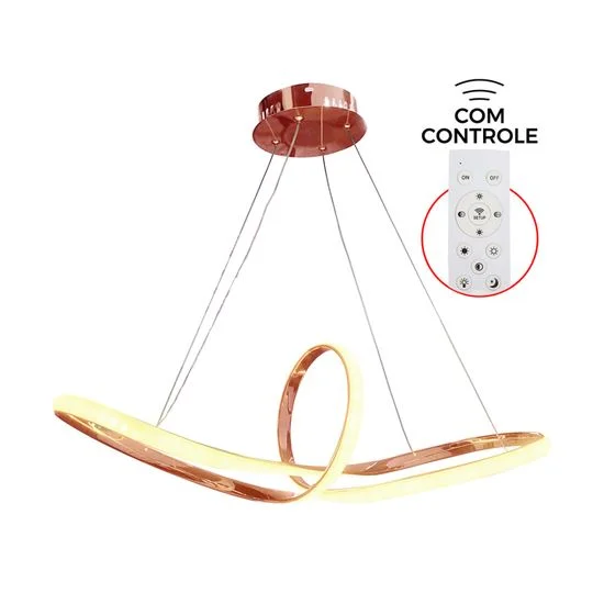 Pendente Infinito Premium Rosé - 3 Cores com controle