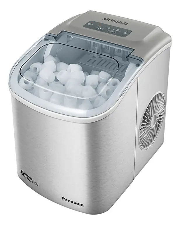 Máquina de Gelo Mondial Turbo Ice Premium MG-12-GI 12kg Cinza