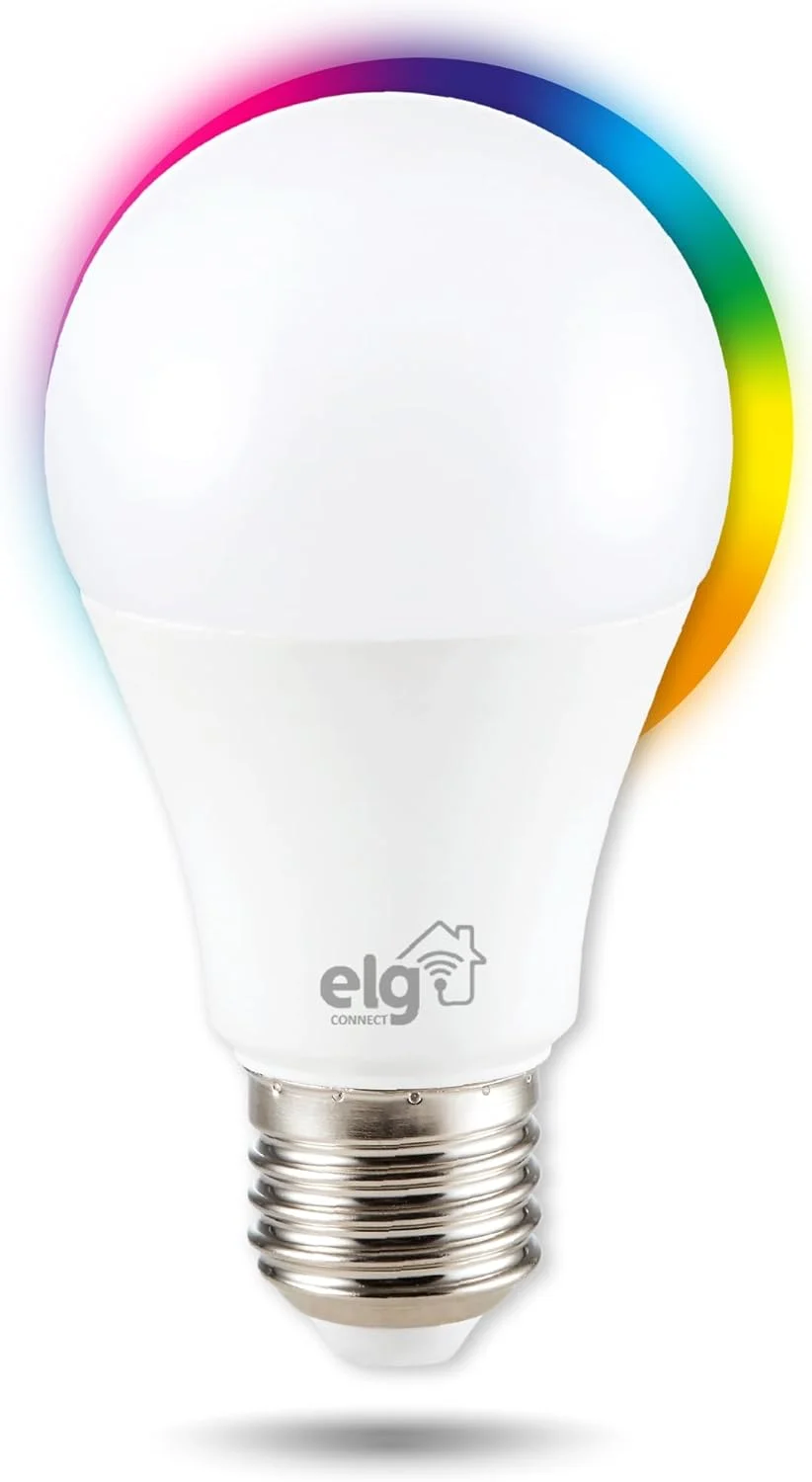 Lâmpada Inteligente de LED 10W Dimerizável, Compatível com WI-FI, Bluetooth, Comando de Voz, Soquete E26/E27, SHLL100, ELG, RGB