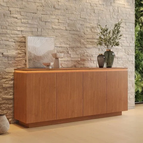 Buffet Aparador 4 Portas com Gaveta Lux com LED