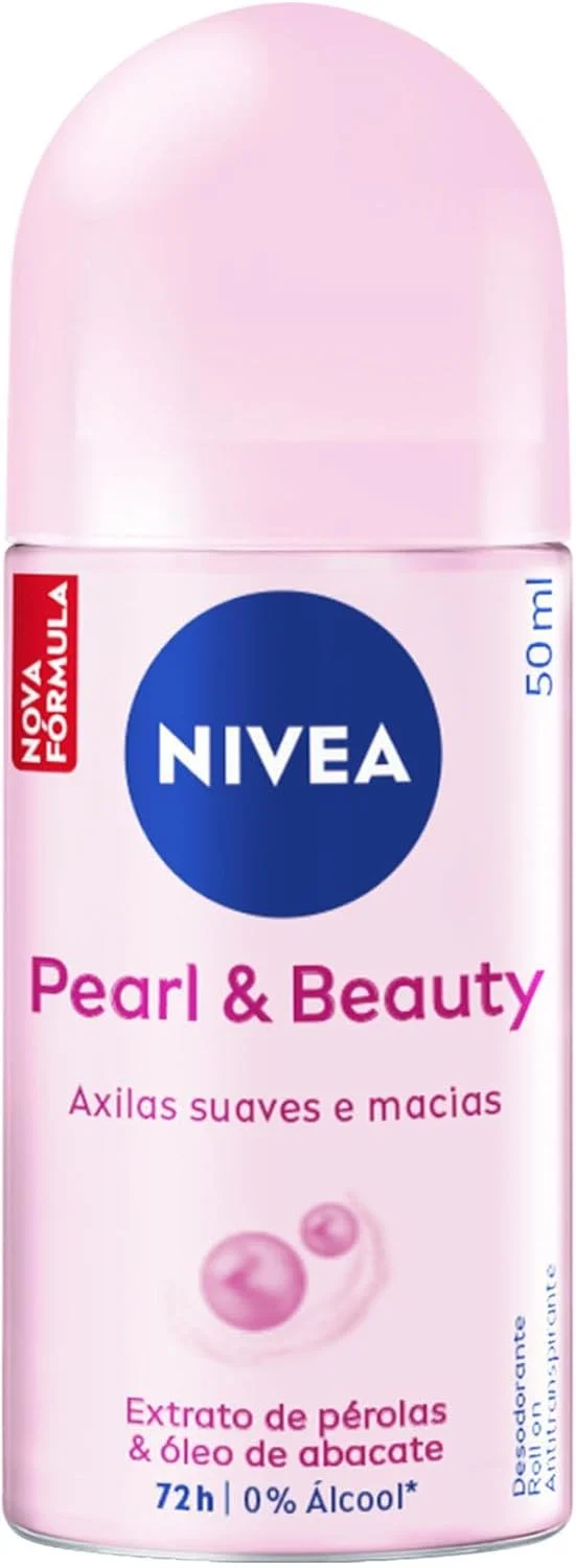 NIVEA Desodorante Antitranspirante Roll-on Pearl & Beauty 50ml, Proteção 72h, Previne Irritações, Contra Suor e Odores, Axilas Suaves
