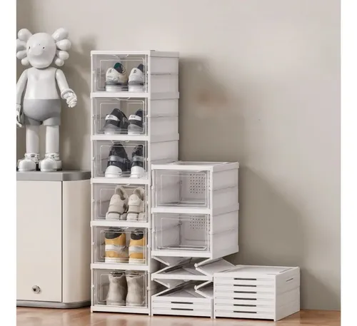 Sapateira Vertical Empilhável 6 Pares Organizador De Calçados Modular Branco Caixa de Tênis Fácil Montagem