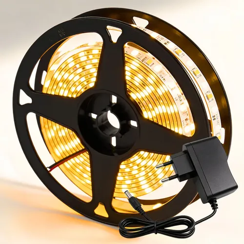 Fita Led Amarela 2835 Quente 5m 300 Led Dupla Face Fonte Cor da luz Branco-quente IP20 Maffacioli