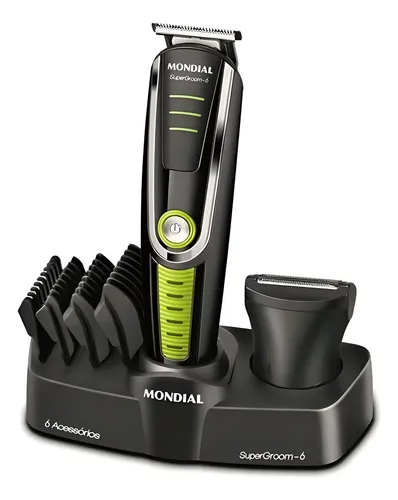 Cortador De Cabelo Mondial Super Groom 6 Bg-04 Melhor Categ Preto/verde