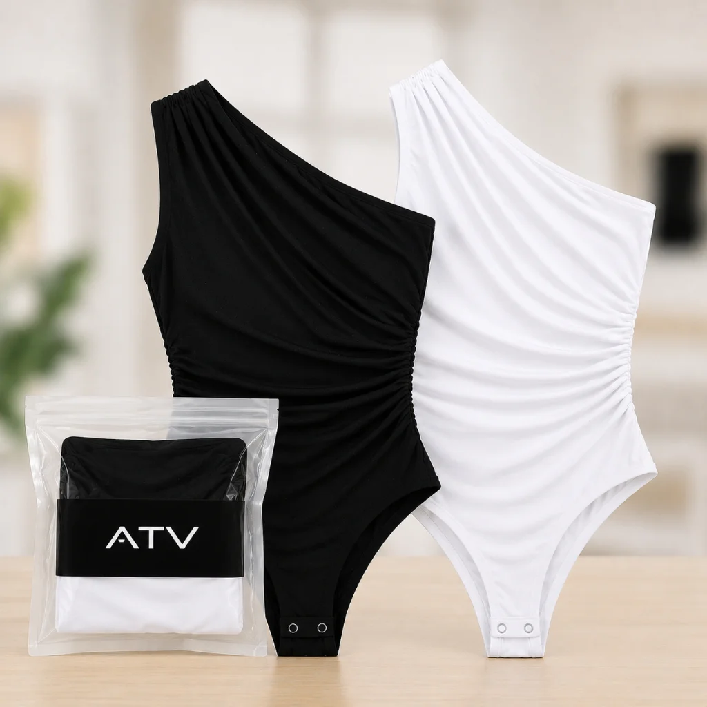 KIT 2 Body Feminino Um Ombro Body Drapeado Elegante Body Feminino Manga Mula Body Feminino Estiloso