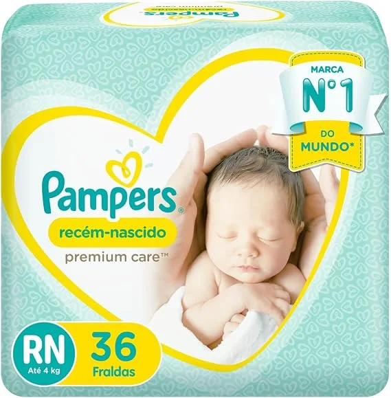 Fraldas Descartáveis Pampers Premium Care Recém-Nascido RN 36 Un