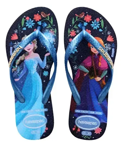 Havaianas Slim Princesas Meninas - Infantil Azul Frozen 31 Br