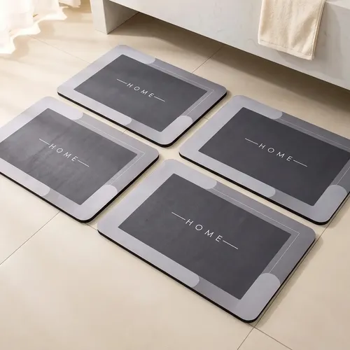 Kit 4 Tapetes Mágicos Super Soft Antiderrapante Alta Absorção Em Microfibra Para Banheiro Lavabo Lavanderia Macio Secagem Rápida Hipoalergênico Cinza