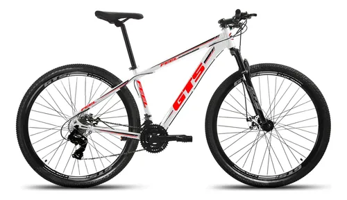 Bicicleta Aro 29 Gts Feel New Alumínio 24v Freio A Disco Branco Com Vermelho 19