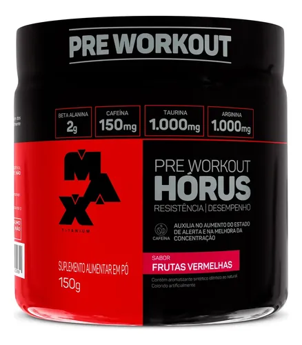 Pré Treino Hórus 150g Max Titanium Frutas Vermelhas Energia Sustentada