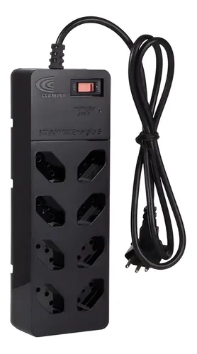 Filtro De Linha Com Dps Iclamper Energia 8 Tomadas Régua Com Tecnologia Lcf Preto 127/220v