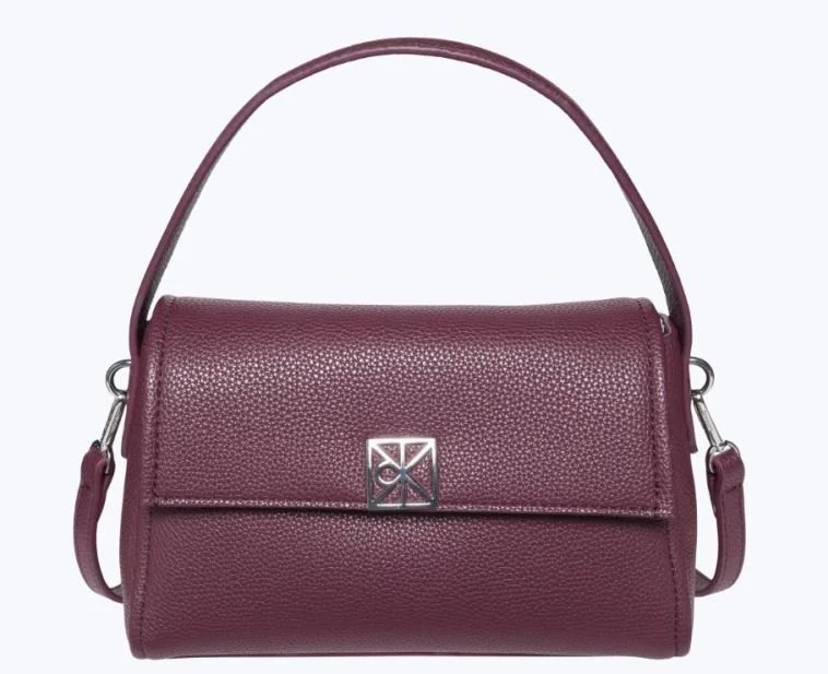 Bolsa Calvin Klein Feminina Shoulder Emblema Aop Metálico - Bordo