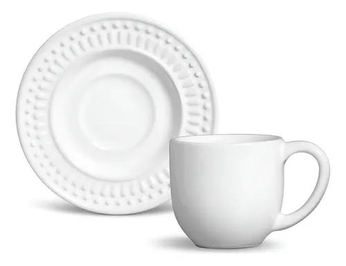 Jogo de Café Porto Brasil Cerâmica 12 Peças Branco 72ml