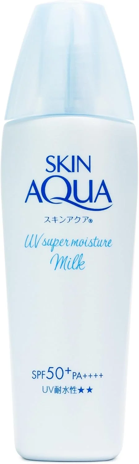 SKIN AQUA® Super Moisture Milk 40g - Protetor Solar Facial sem cor FPS50 com Ácido Hialurônico e Textura Leve