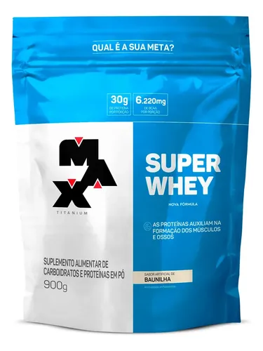 Super Whey Protein Refil 900g Max Titanium Sabor Baunilha