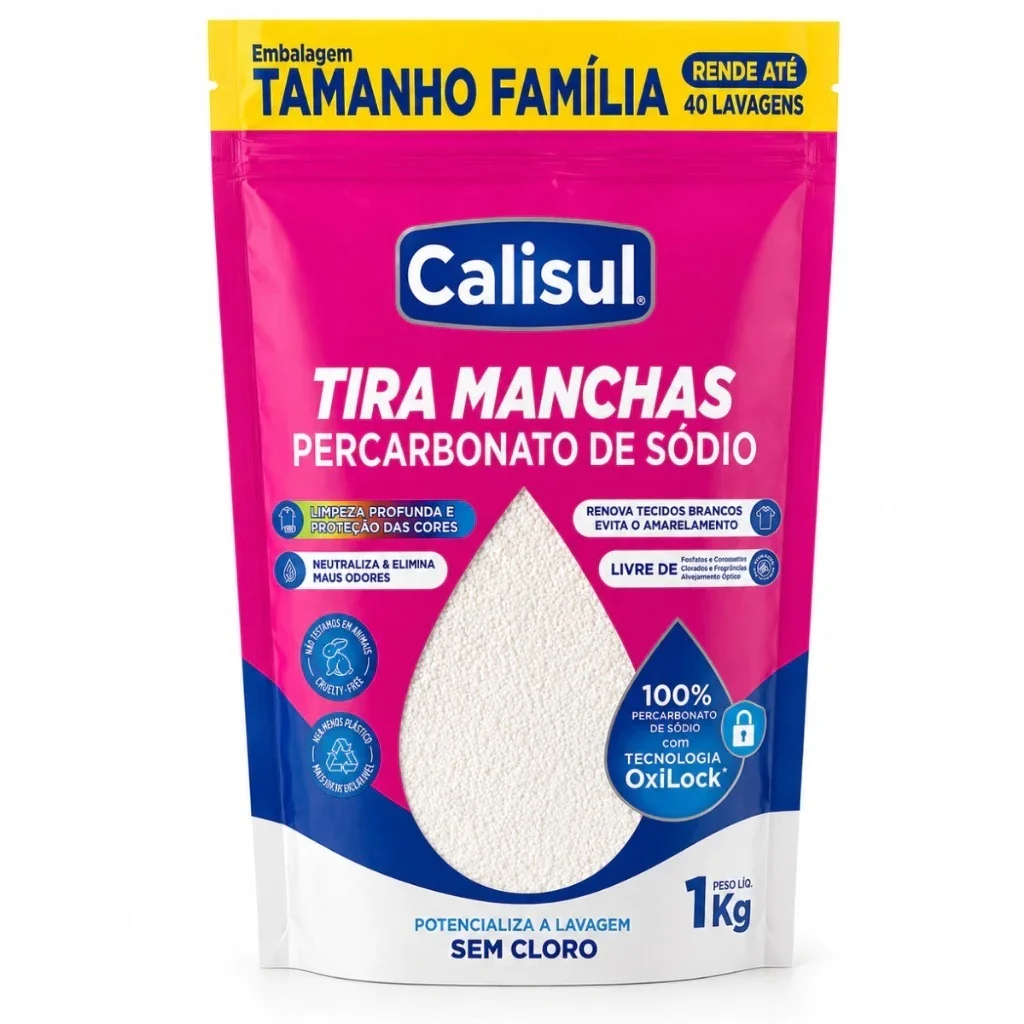 Percarbonato 100% Puro Tira Manchas Roupas Brancas e Coloridas