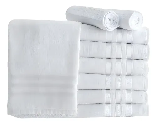 Toalha De Rosto Casa Linda 100% Algodão Kit 10 Para Salão Branco 45x70cm Liso